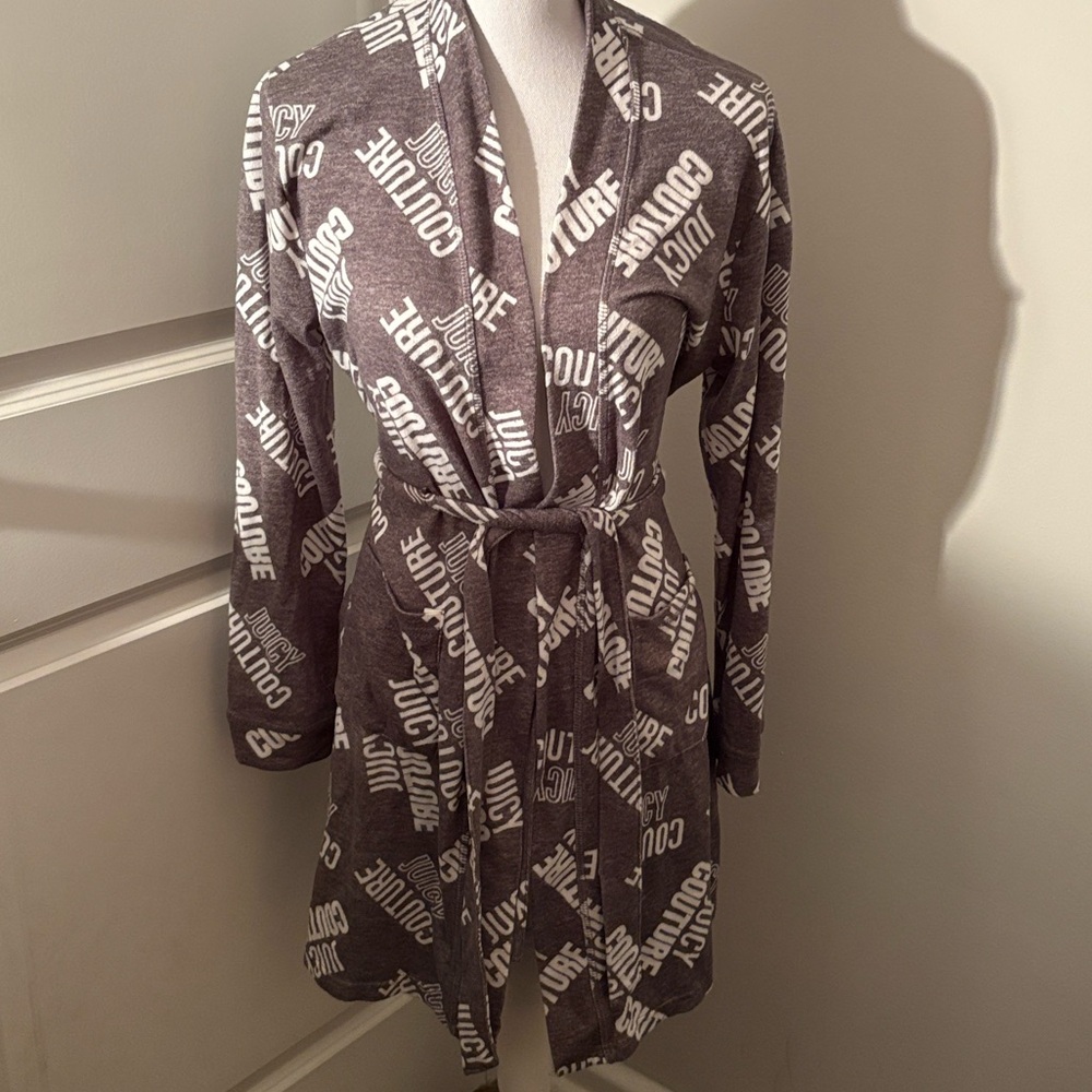 Juicy Couture Brown and White Logo Print Robe